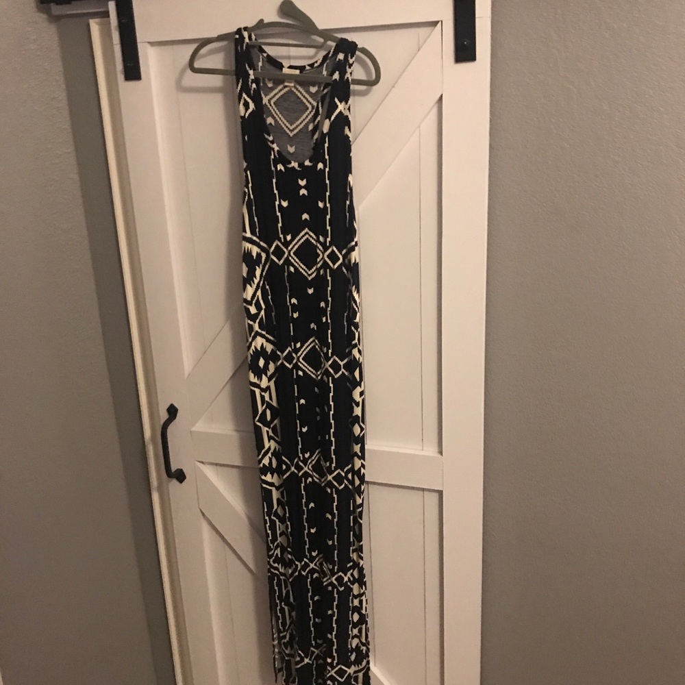 J. Crew Navy Blue/Off-White Maxi Dress